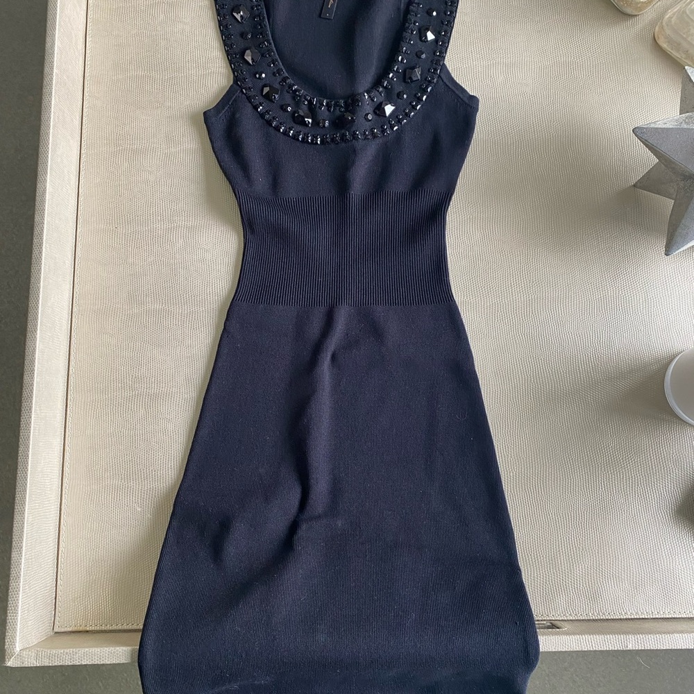 BCBGMaxAzria Black Sheath Dress Scoop Neck Mini
